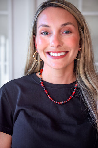 Ellison Stone Necklace - Red & Black