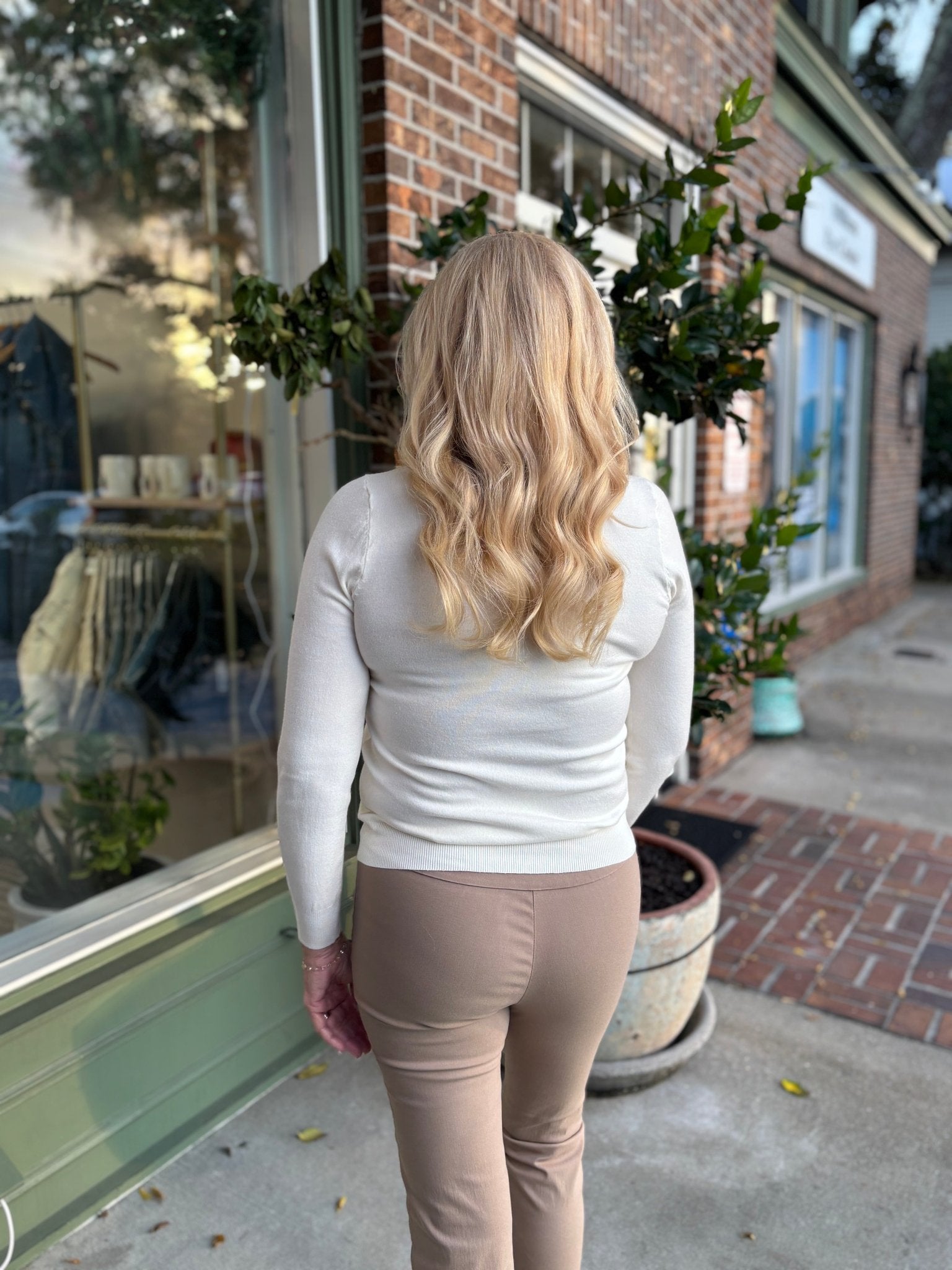 Crew Neck Lightweight Sweater - Off White - KJ Clothier