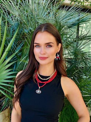 Georgia Bulldogs Multi-Strand Beaded Logo Necklace