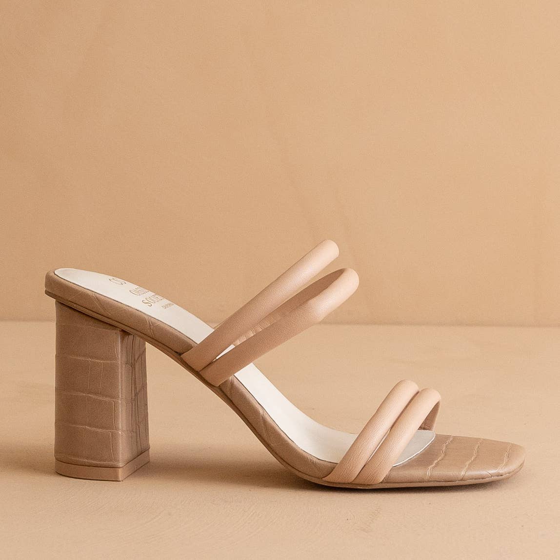 Oasis Society - The Angela Nude | Strappy Aligator Block Heel