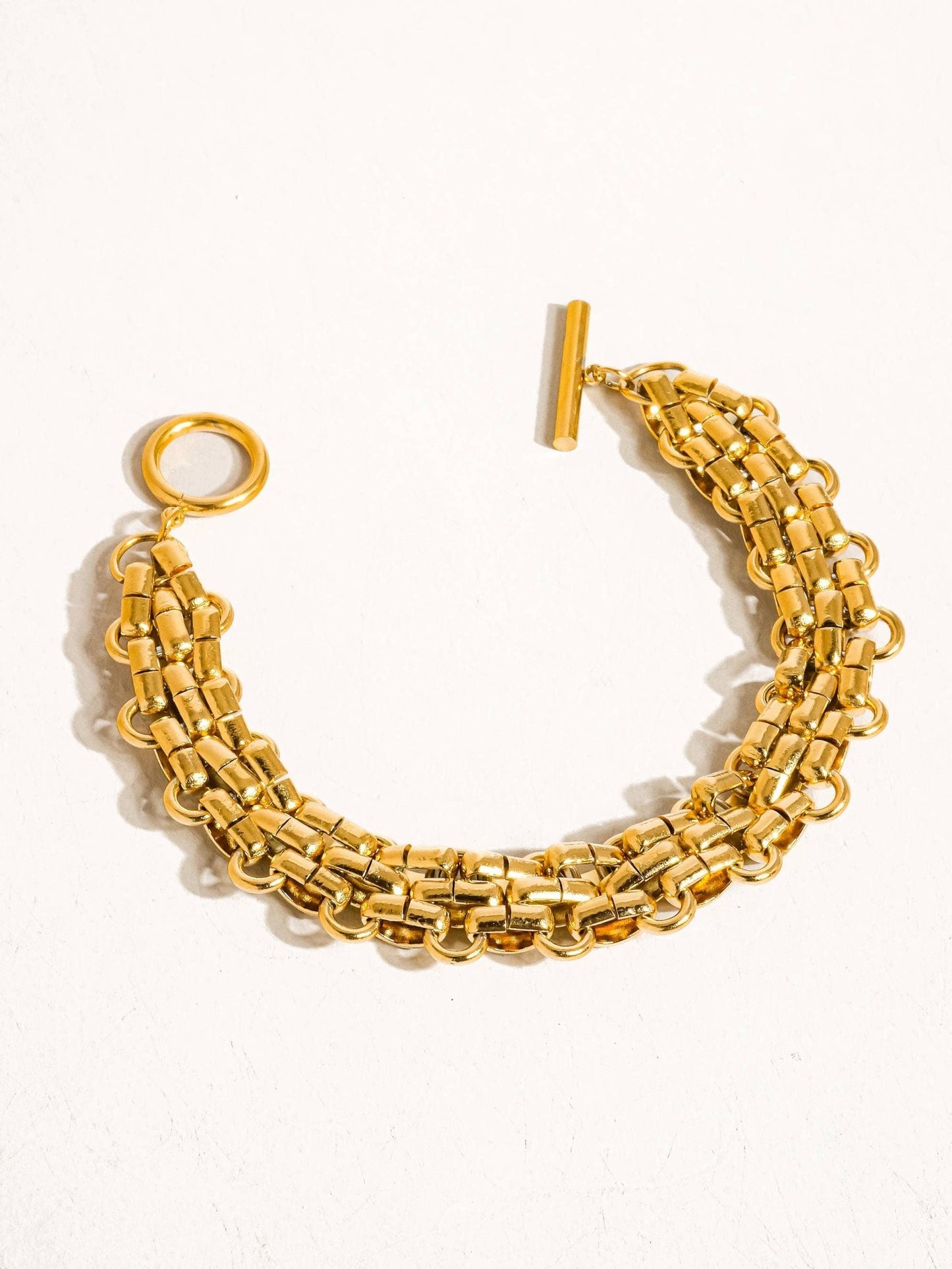 Donni 18K Gold Non - Tarnish Bold Weave Bracelet: Yellow Gold - KJ Clothier