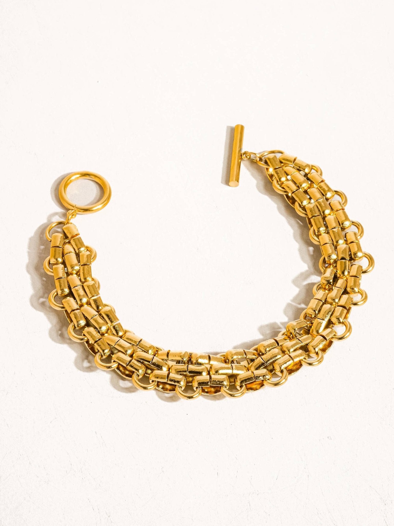 Donni 18K Gold Non - Tarnish Bold Weave Bracelet: Yellow Gold - KJ Clothier