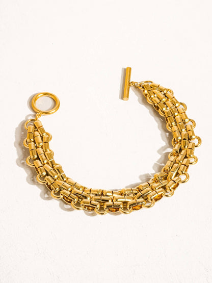 Donni 18K Gold Non - Tarnish Bold Weave Bracelet: Yellow Gold - KJ Clothier