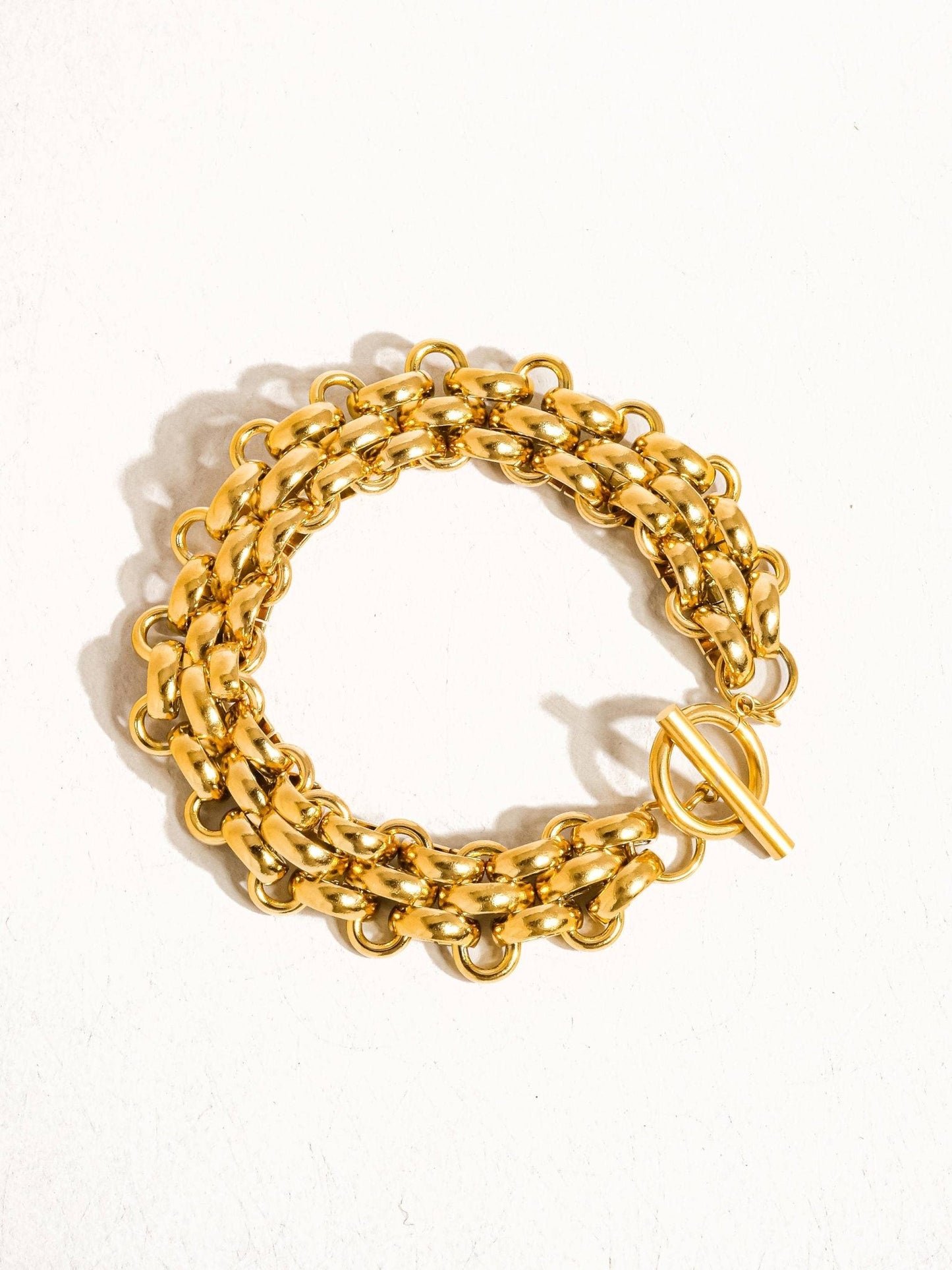 Donni 18K Gold Non - Tarnish Bold Weave Bracelet: Yellow Gold - KJ Clothier