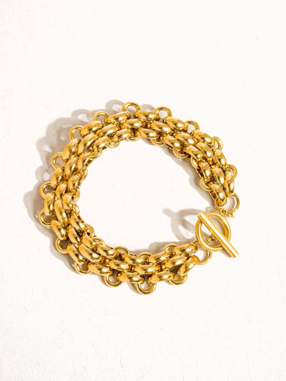 Donni 18K Gold Non - Tarnish Bold Weave Bracelet: Yellow Gold - KJ Clothier