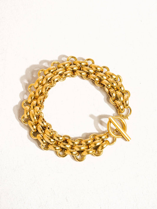 Donni 18K Gold Non - Tarnish Bold Weave Bracelet: Yellow Gold - KJ Clothier