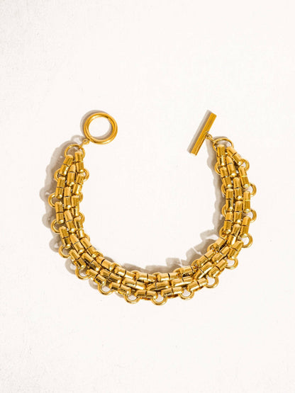 Donni 18K Gold Non - Tarnish Bold Weave Bracelet: Yellow Gold - KJ Clothier