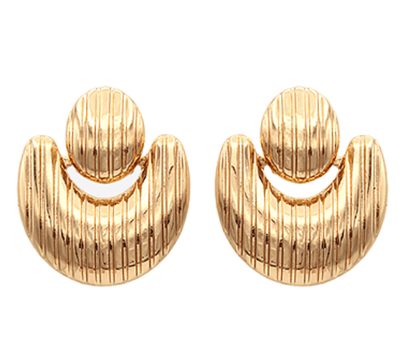 Door Knocker Ribbed Earrings - Gold - KJ Clothier