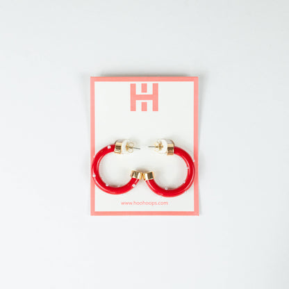 Lightweight Hypoallergenic Small Hoop Earrings - Red with Pearls