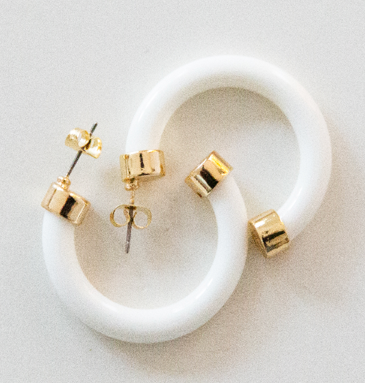 Lightweight Hypoallergenic Small Hoop Earrings - White
