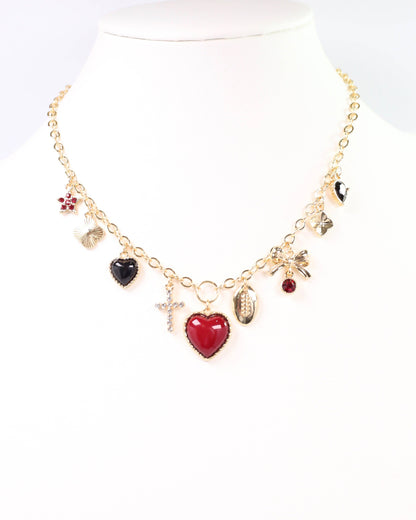 Bentley Charm Necklace - Red & Black