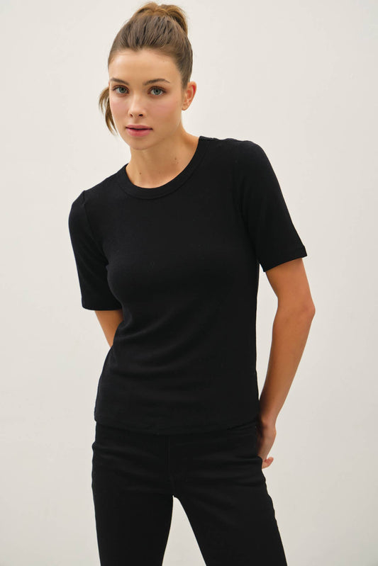Ultra Soft 3/4 Length Sleeve Tee - Black