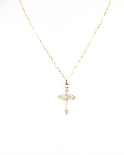 Serenity CZ Cross Necklace - Gold