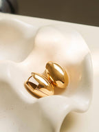 Elio 18K Gold Non - Tarnish Classic Oval Droplet Earring: Yellow Gold - KJ Clothier