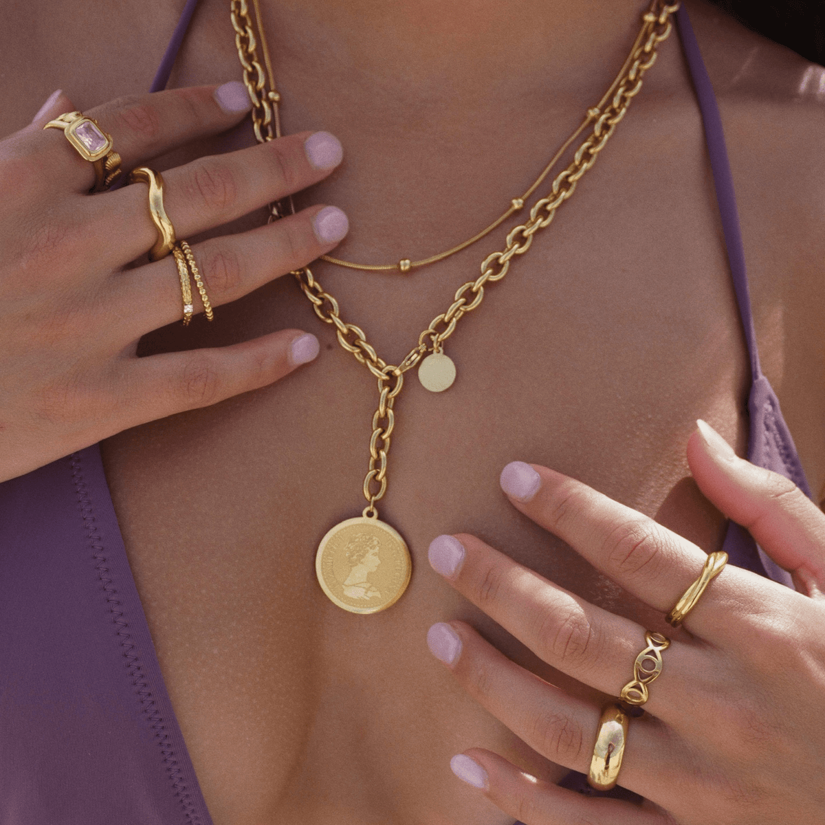 Ellie Vail - Odette Coin Chain Necklace - KJ Clothier