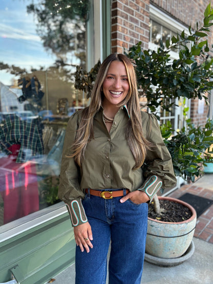 Embroidery Accent Shirt - Olive - KJ Clothier