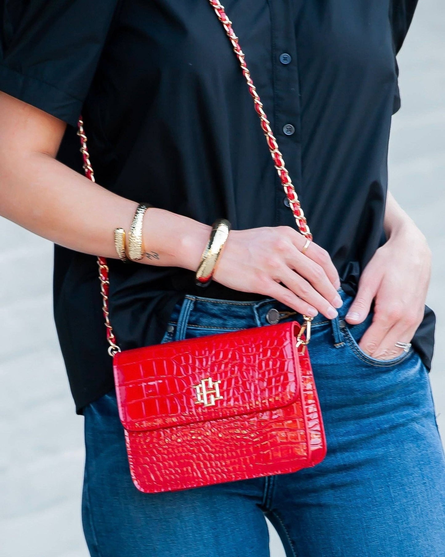 Evelyn Crossbody - Red Patent - KJ Clothier