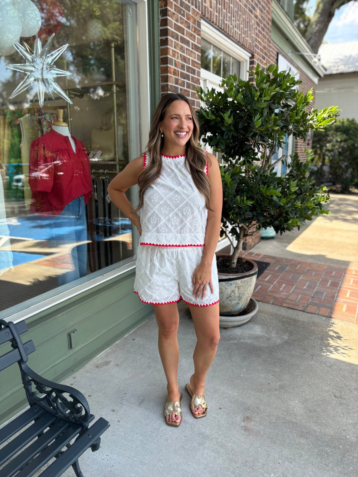 Eyelet Embroidered Shorts Set - KJ Clothier
