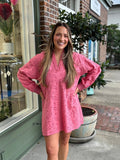 Eyelet Trim V - neck Dress - Dusty Coral - KJ Clothier