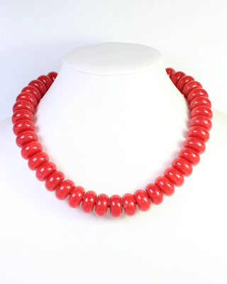 Pipestone Marble Beaded Necklace - Red