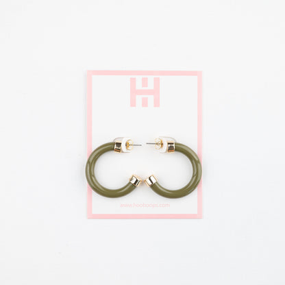Lightweight Hypoallergenic Small Hoop Earrings - Olive