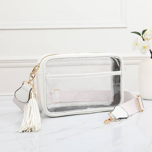 Game Day Stadium Rectangle Clear Bags: White