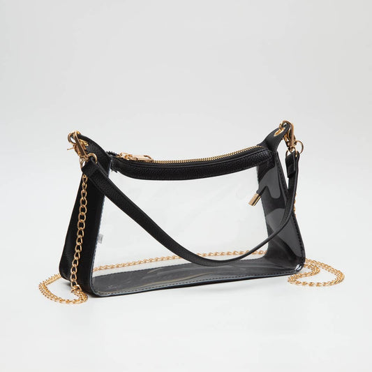 Game Day Stadium Clear Satchel Bag : Black