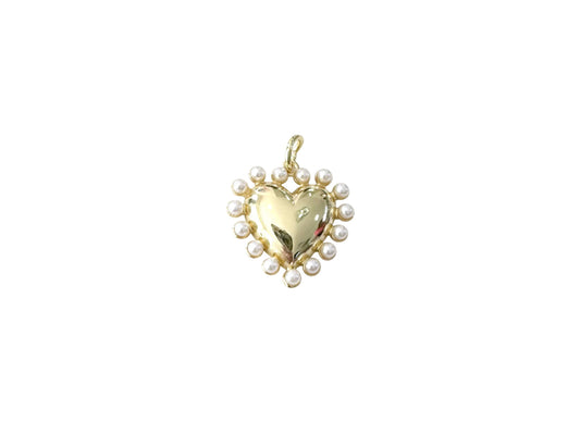 Gold Heart with Pearls Scarf Charm - Pearl Heart