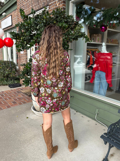 Field of Florals Dress - Olive - KJ Clothier