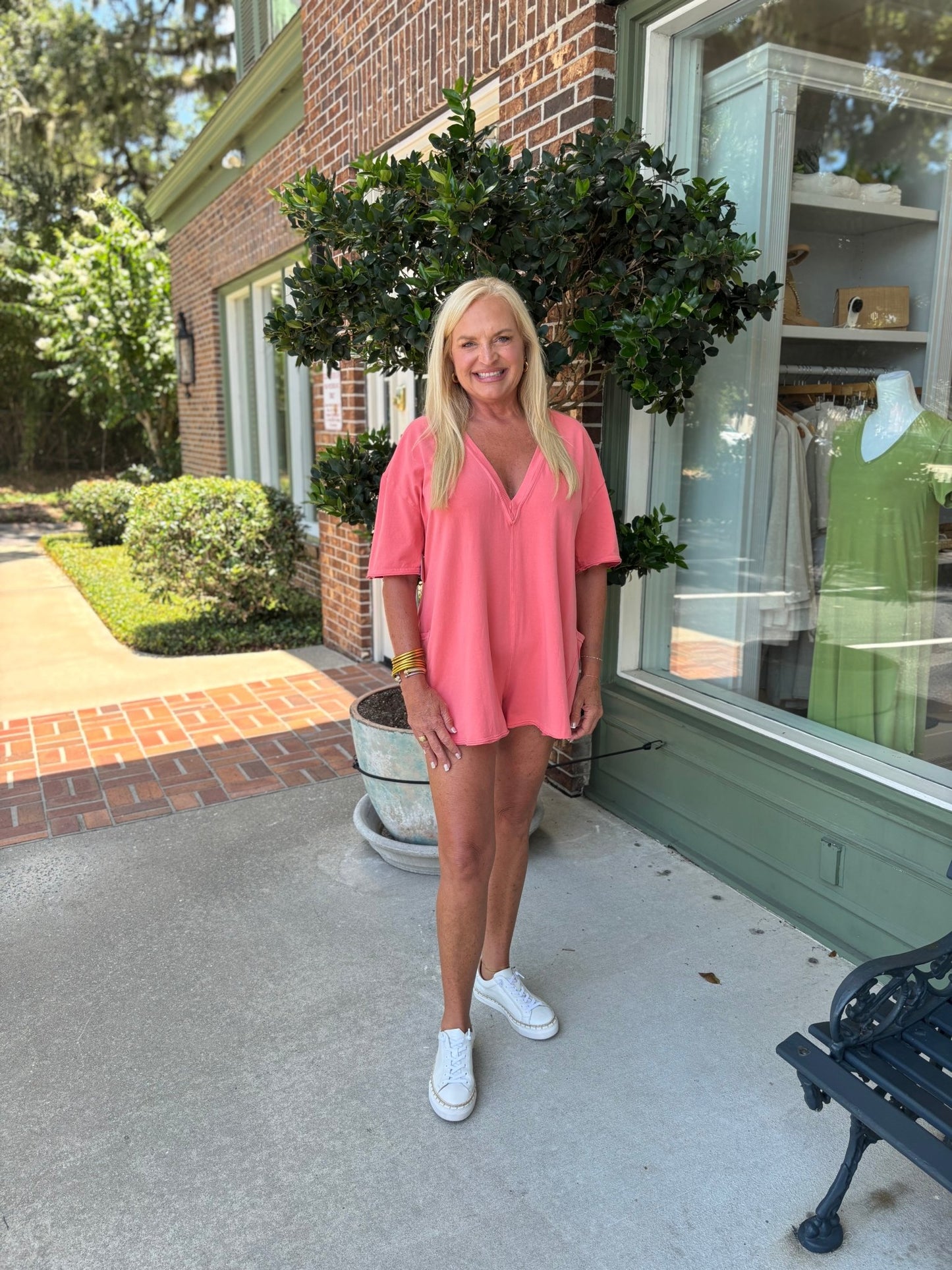 Free People - Hot Shot Tee Romper - Hibiscus - KJ Clothier