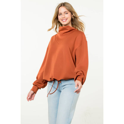 Funnel Neck Pullover Sweater - Rust - KJ Clothier