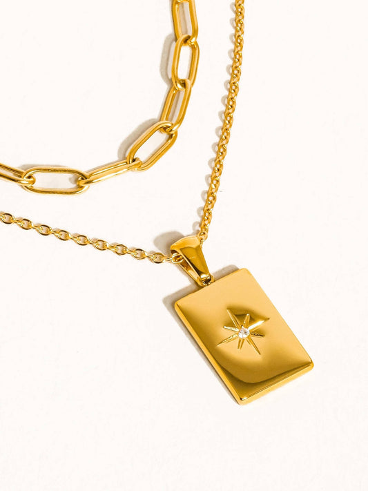 Gabin 18K Gold Non - Tarnish Layered Astro Chain Necklace: Yellow Gold - KJ Clothier