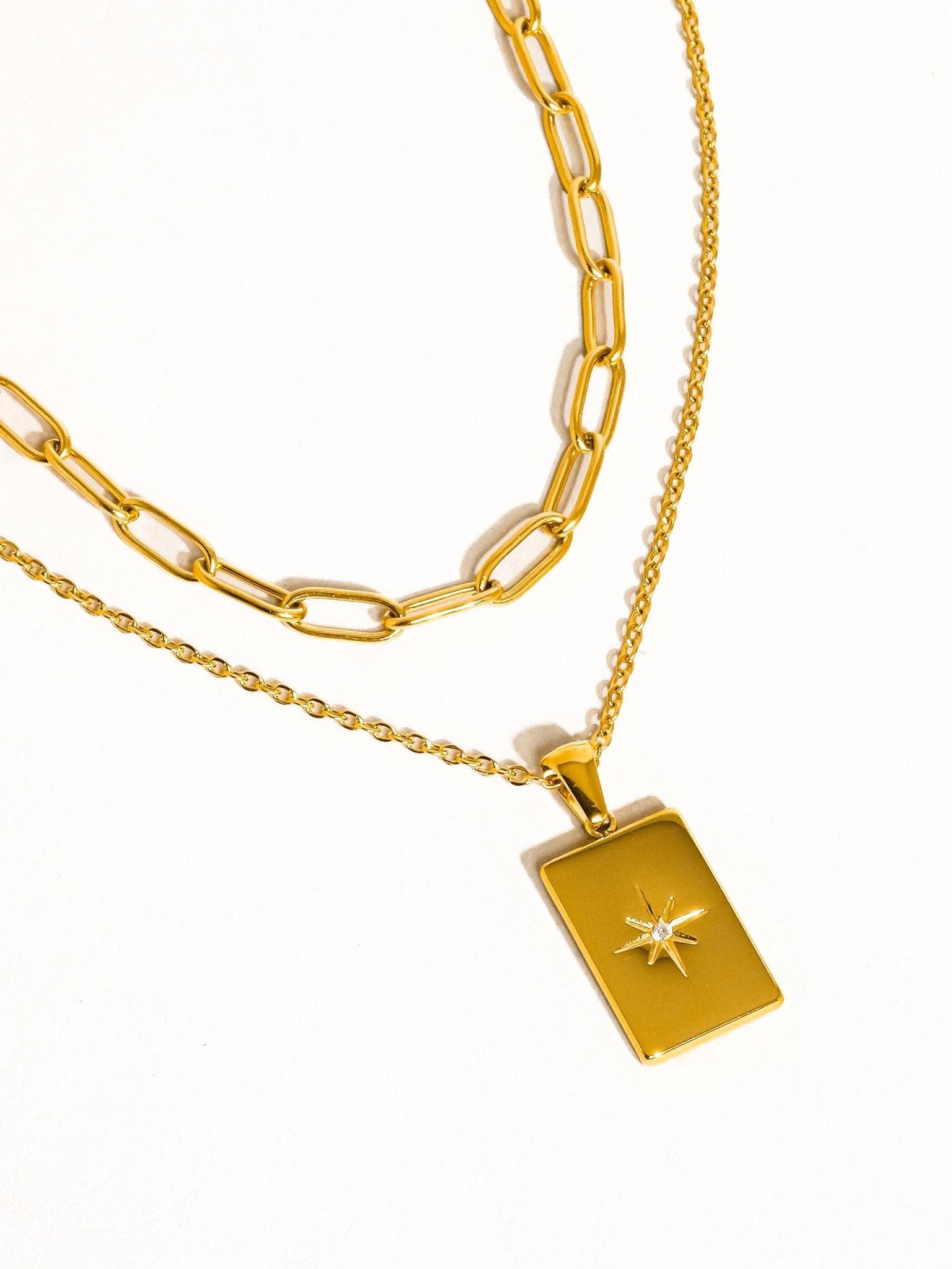 Gabin 18K Gold Non - Tarnish Layered Astro Chain Necklace: Yellow Gold - KJ Clothier