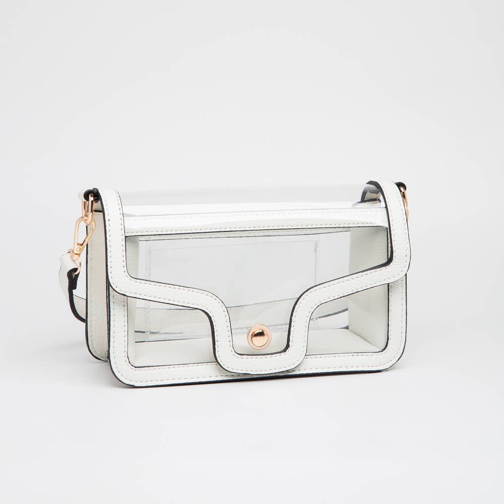 Game Day Stadium Clear Envelope Shoulder Bags: White - KJ Clothier