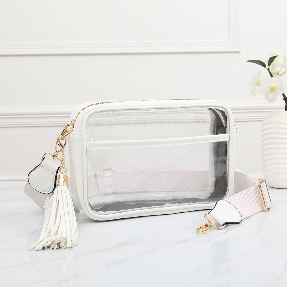 Game Day Stadium Rectangle Clear Bags: White - KJ Clothier