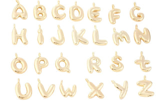 Gemelli - Gold Clip On Bubble Letters Scarf Initials - Set of Alphabet - KJ Clothier