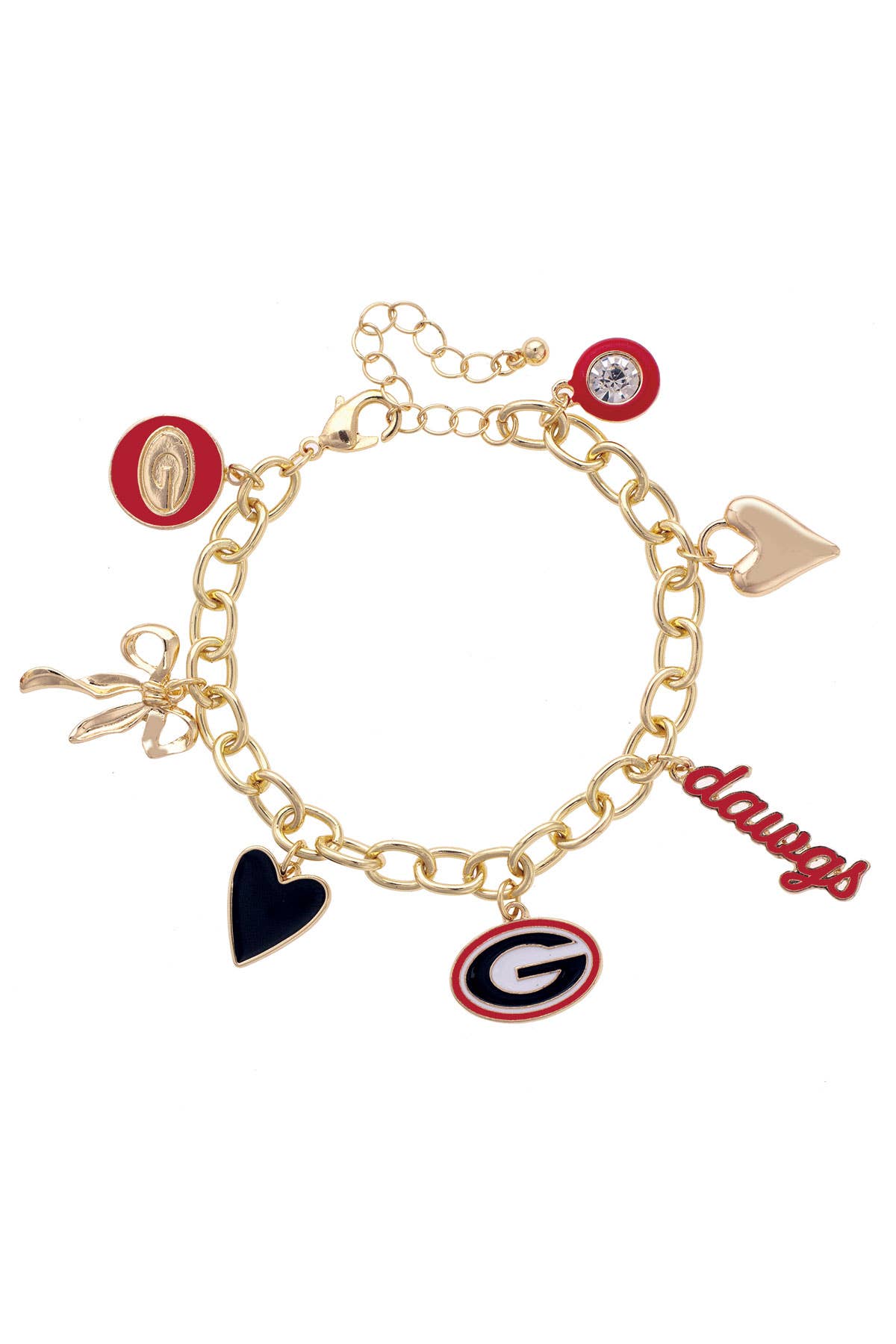 Georgia Bulldogs Enamel Icons Charm Bracelet in Shiny Gold - KJ Clothier