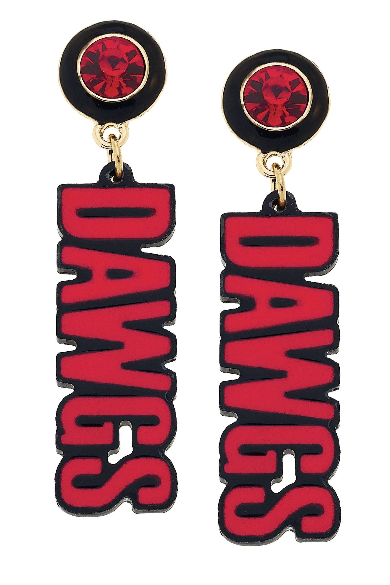 Georgia Bulldogs Resin Block Letter Earrings in Red - KJ Clothier