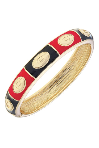 Georgia Bulldogs Sculpted Enamel Checkered Hinge Bangle: Red - KJ Clothier