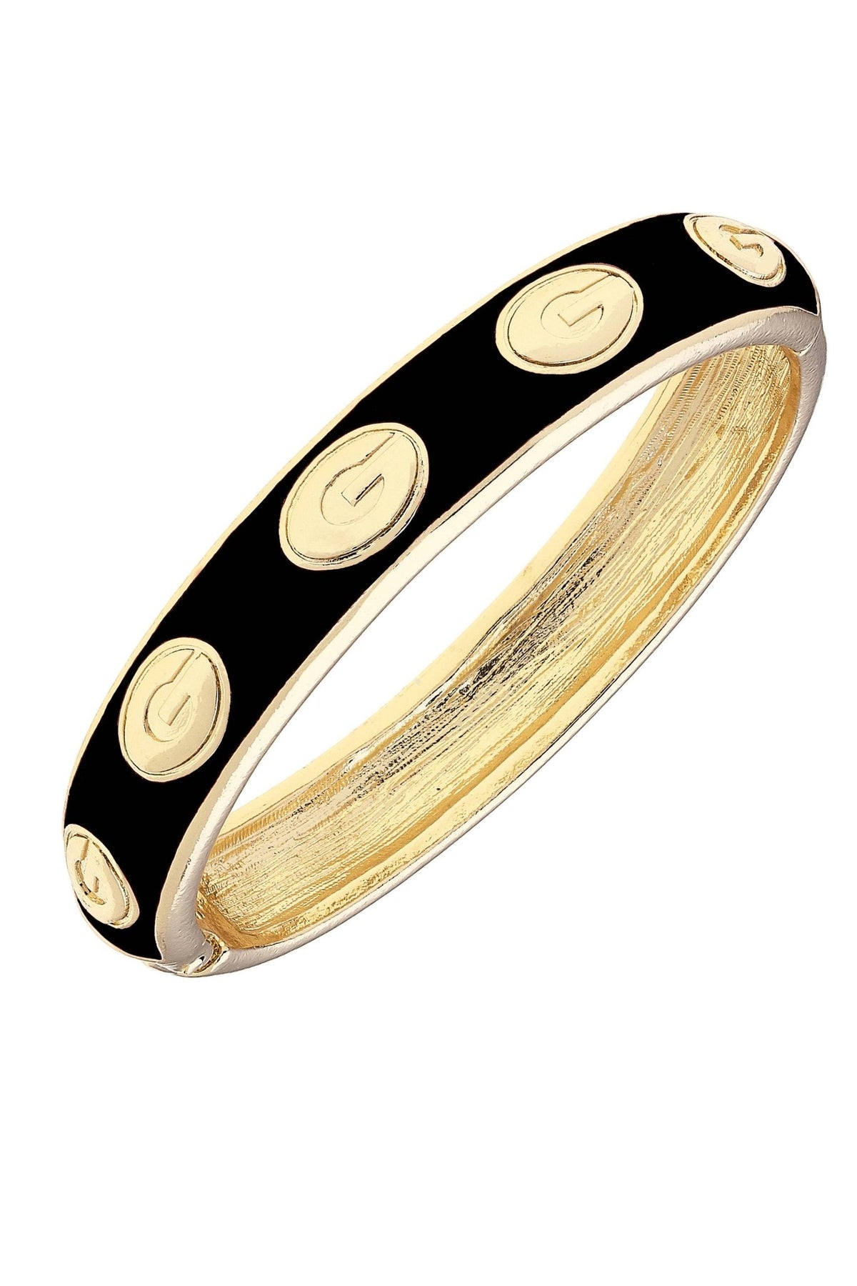 Georgia Bulldogs Sculpted Enamel Logo Hinge Bangle in Black: Black - KJ Clothier