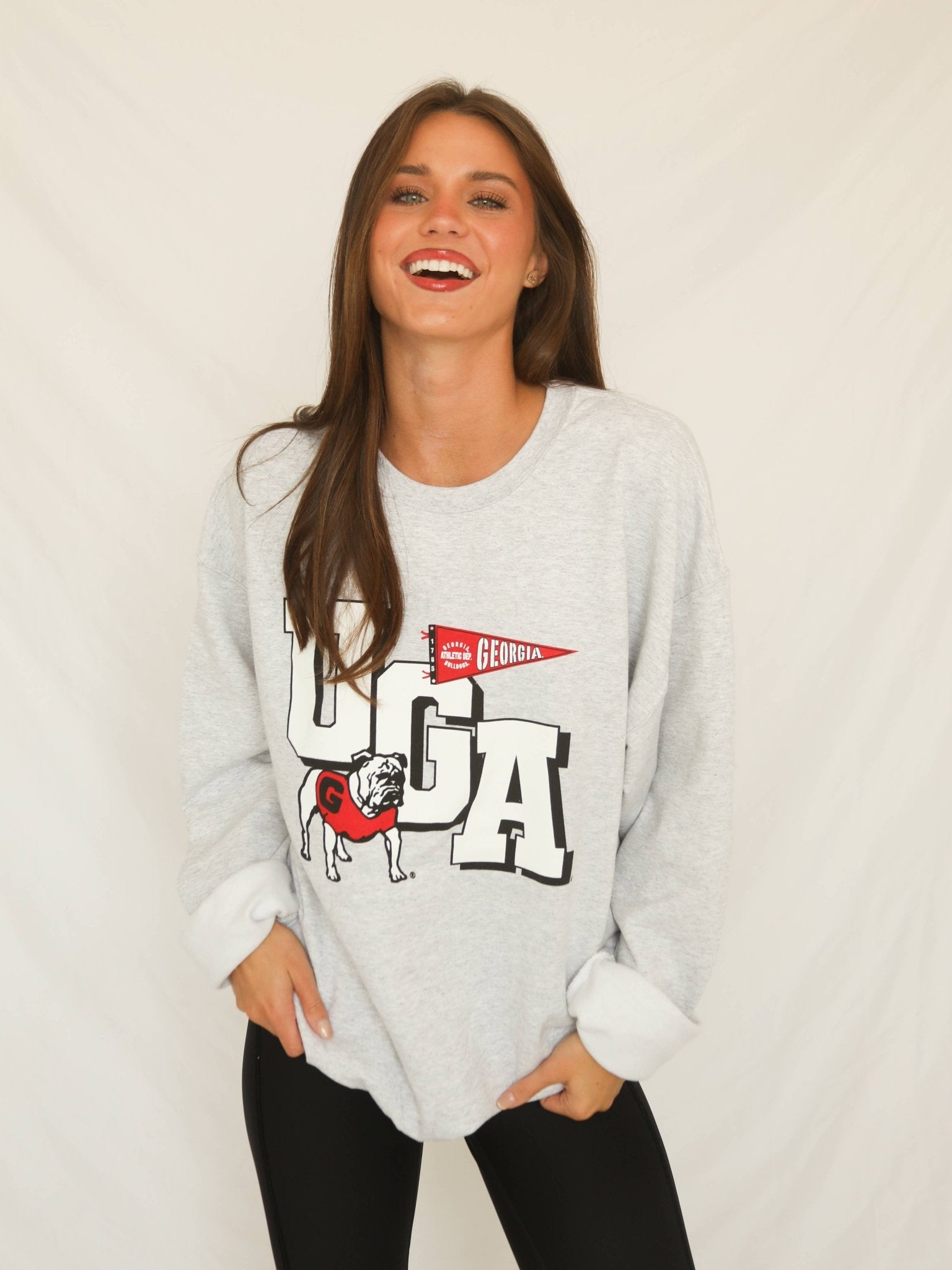 Georgia Pennant Sweatshirt - Gray - KJ Clothier