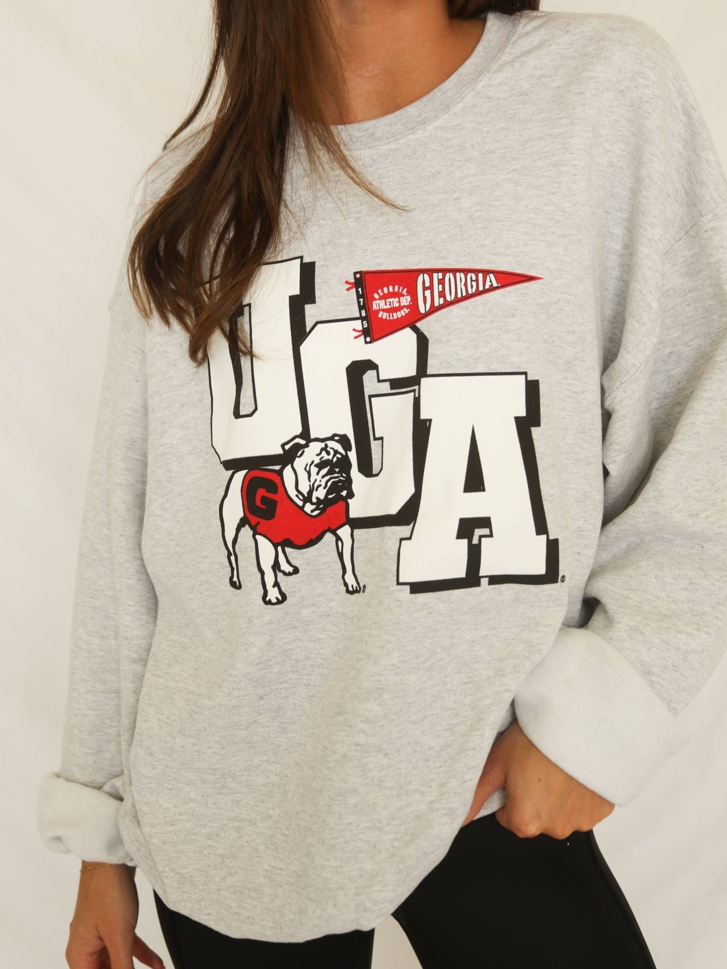 Georgia Pennant Sweatshirt - Gray - KJ Clothier