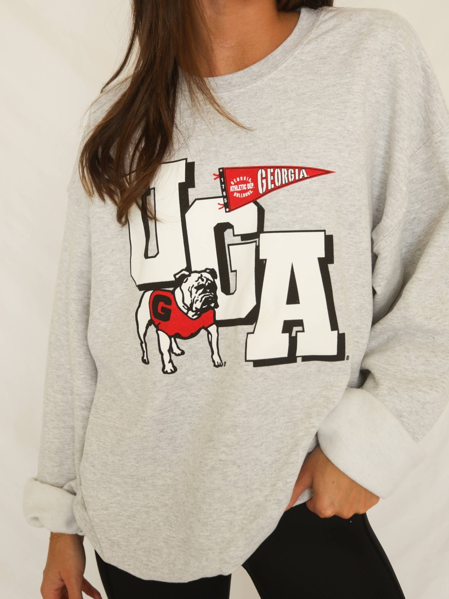 Georgia Pennant Sweatshirt - Gray - KJ Clothier