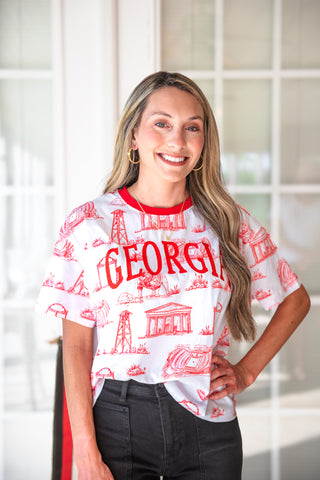 Stewart Simmons - Georgia Team Toile Embroidered Tee