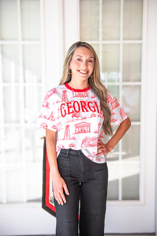 Stewart Simmons - Georgia Team Toile Embroidered Tee