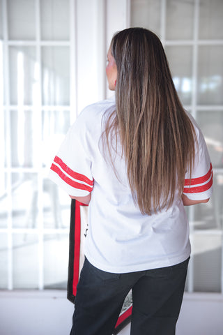 GEORGIA Oversized V-Neck Tee - White