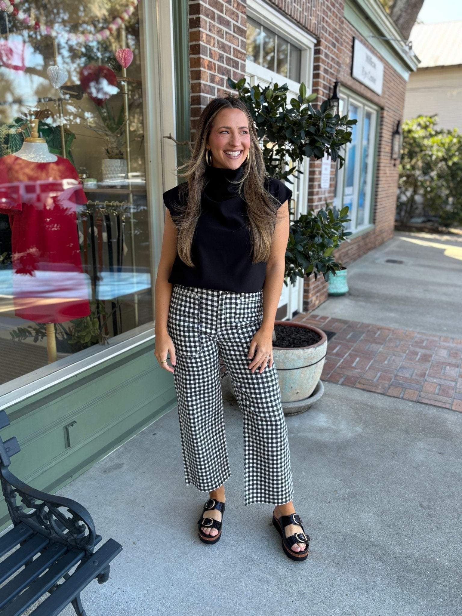 Gingham Gal Cropped Jeans - KJ Clothier