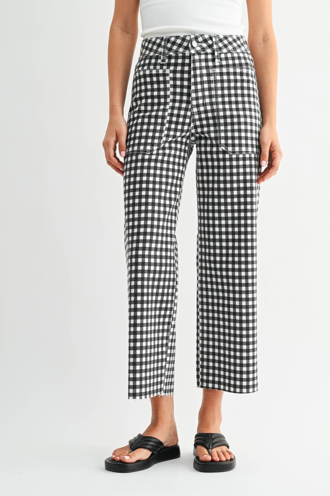 Gingham Gal Cropped Jeans - KJ Clothier