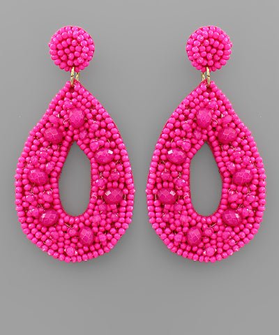 Glass & Seed Bead Teardrop Earrings - KJ Clothier