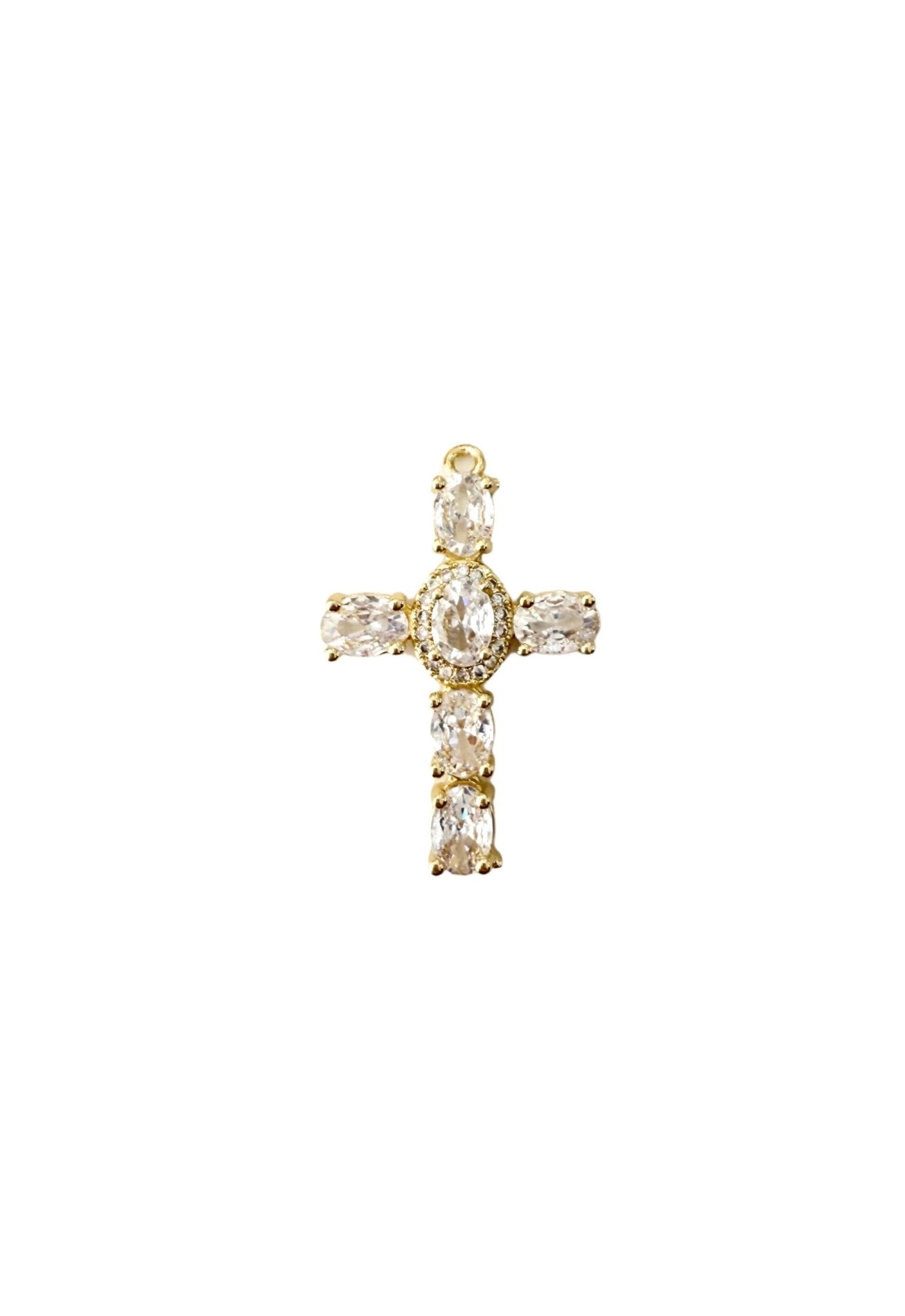 Gold CZ Cross Scarf Charm - Rome Cross - KJ Clothier